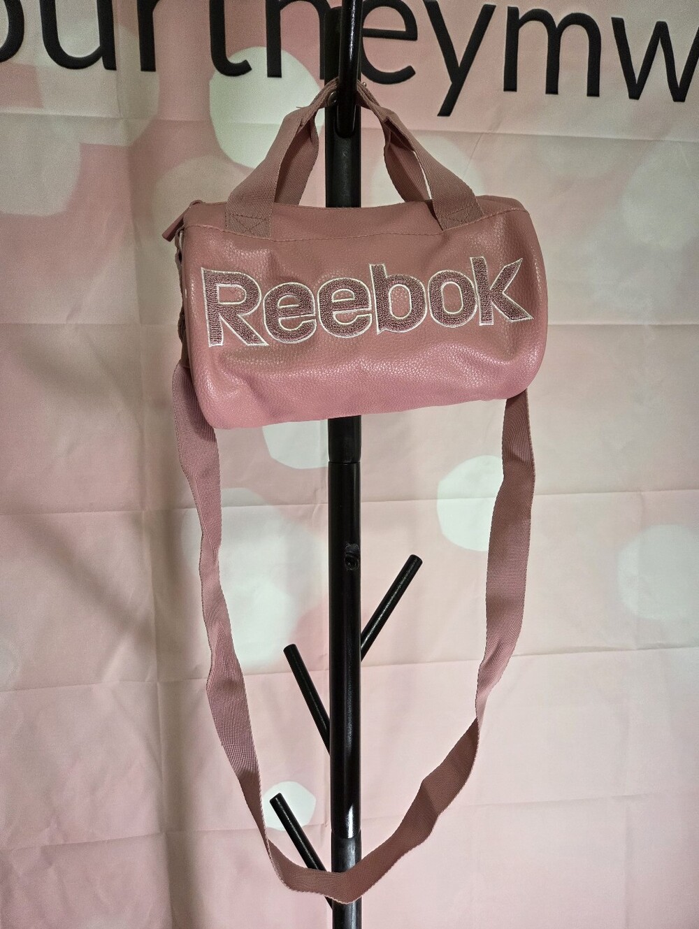 Reebok Women’s Pink Logo Mini Duffel Bag Crossbody